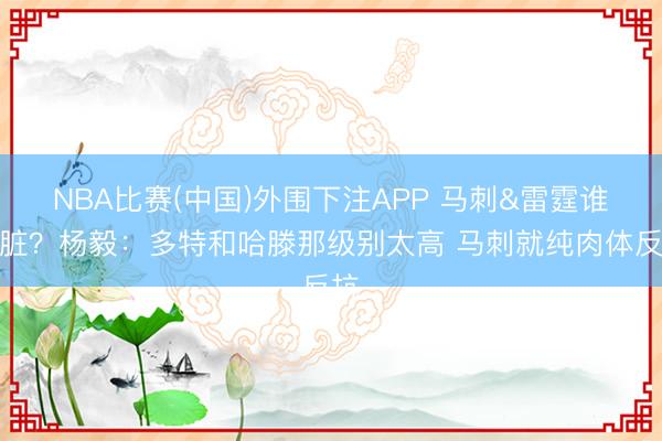 NBA比赛(中国)外围下注APP 马刺&雷霆谁更脏？杨毅：多特和哈滕那级别太高 马刺就纯肉体反抗