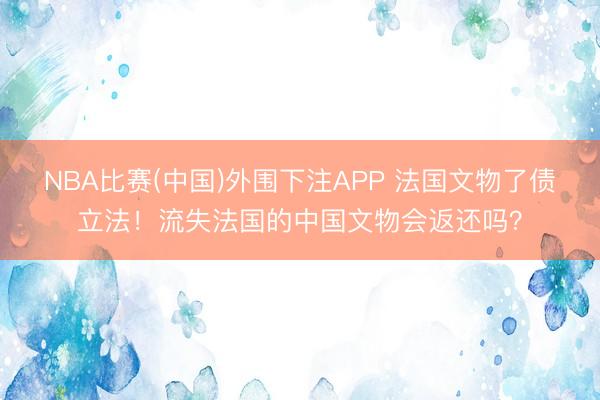 NBA比赛(中国)外围下注APP 法国文物了债立法！流失法国的中国文物会返还吗？