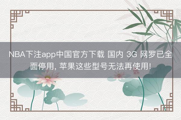 NBA下注app中国官方下载 国内 3G 网罗已全面停用, 苹果这些型号无法再使用!